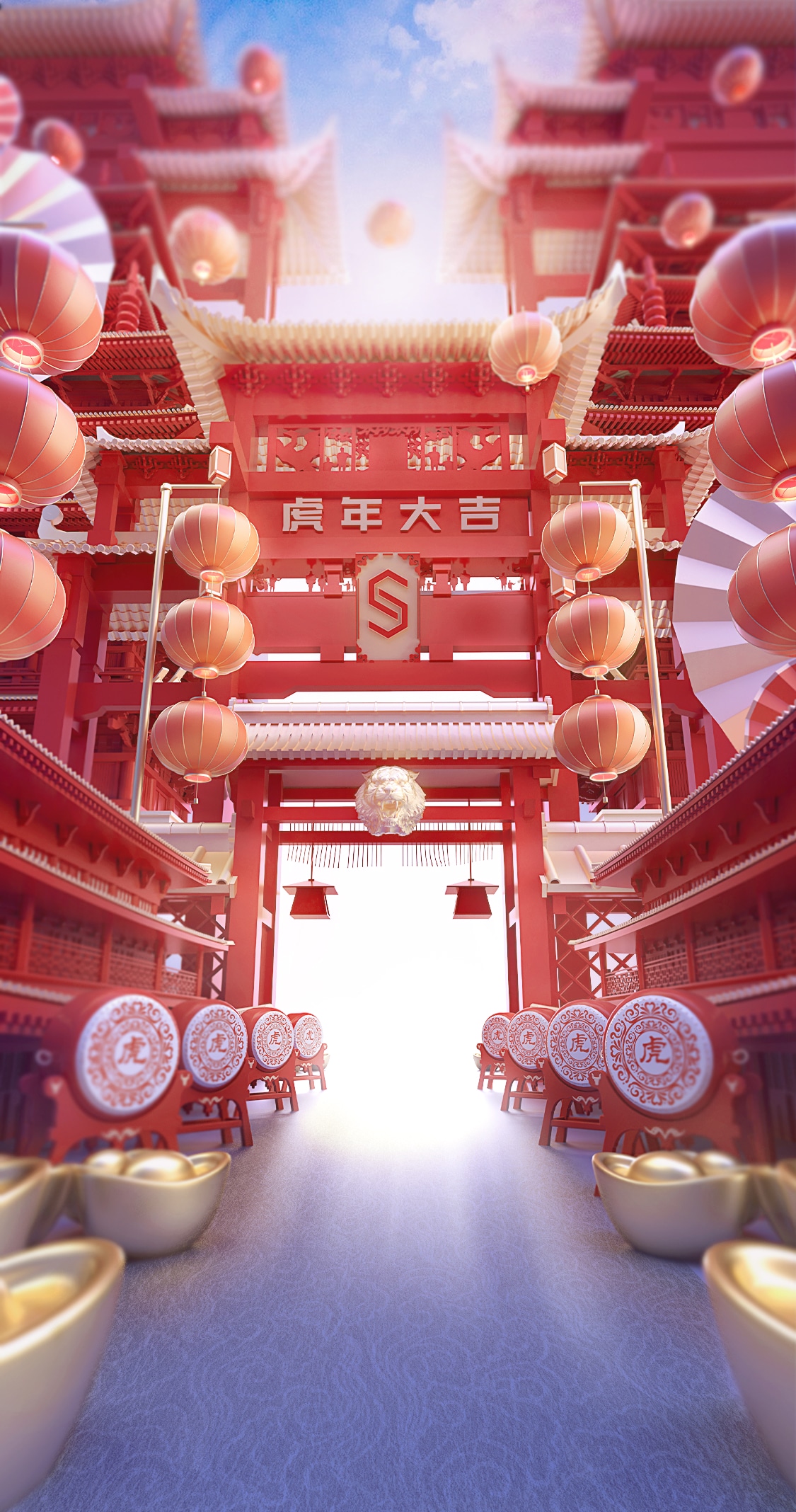 除夕开门红电商场景渲染工程