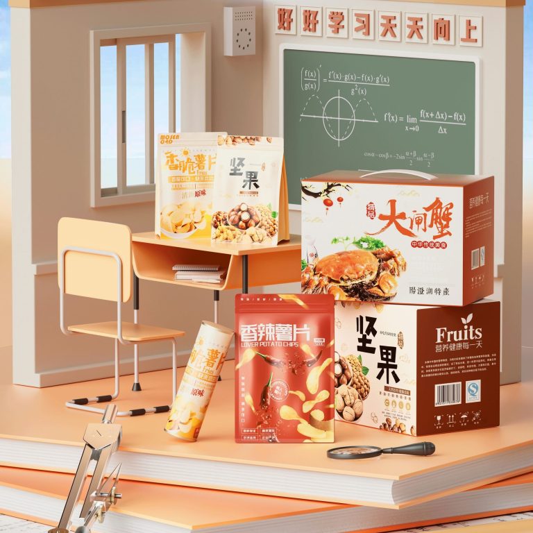 开学季零食电商促销海报渲染工程